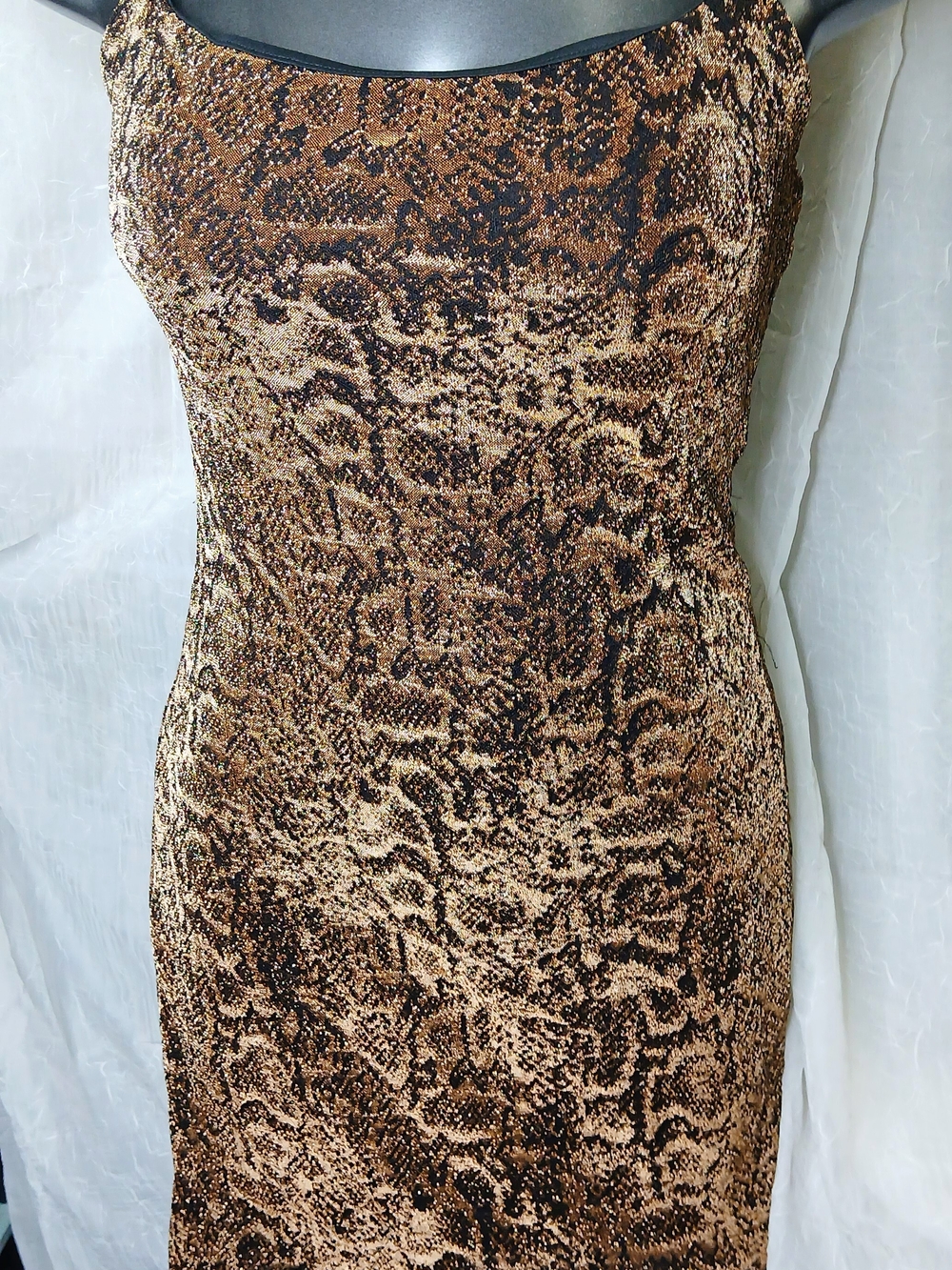 Planet Gold Brown Snake-Print Bodycon Dress
